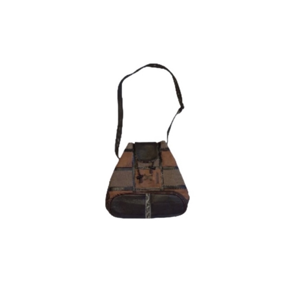 🆕 Handmade Brown Patchwork Leather Crossbody Bag from Argentina